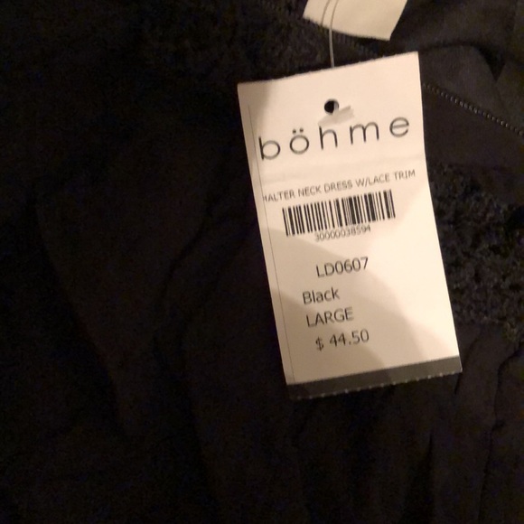 Bohme halter neck dress with lace trim black large NWT - Picture 4 of 11
